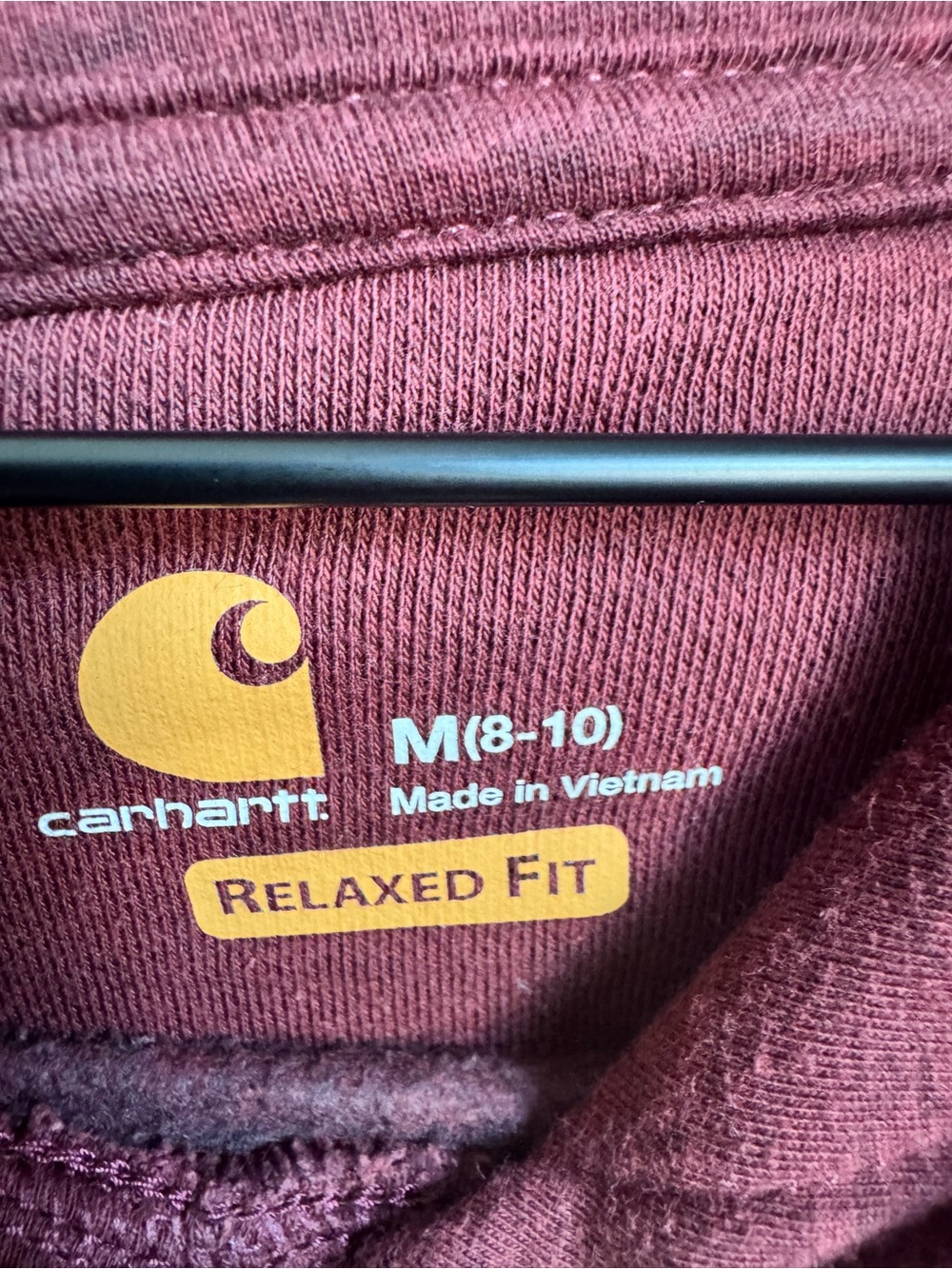 Carhartt Burgundy Maroon Sleeve Logo Graphic Pullover Hoodie - Picture 4 of 4